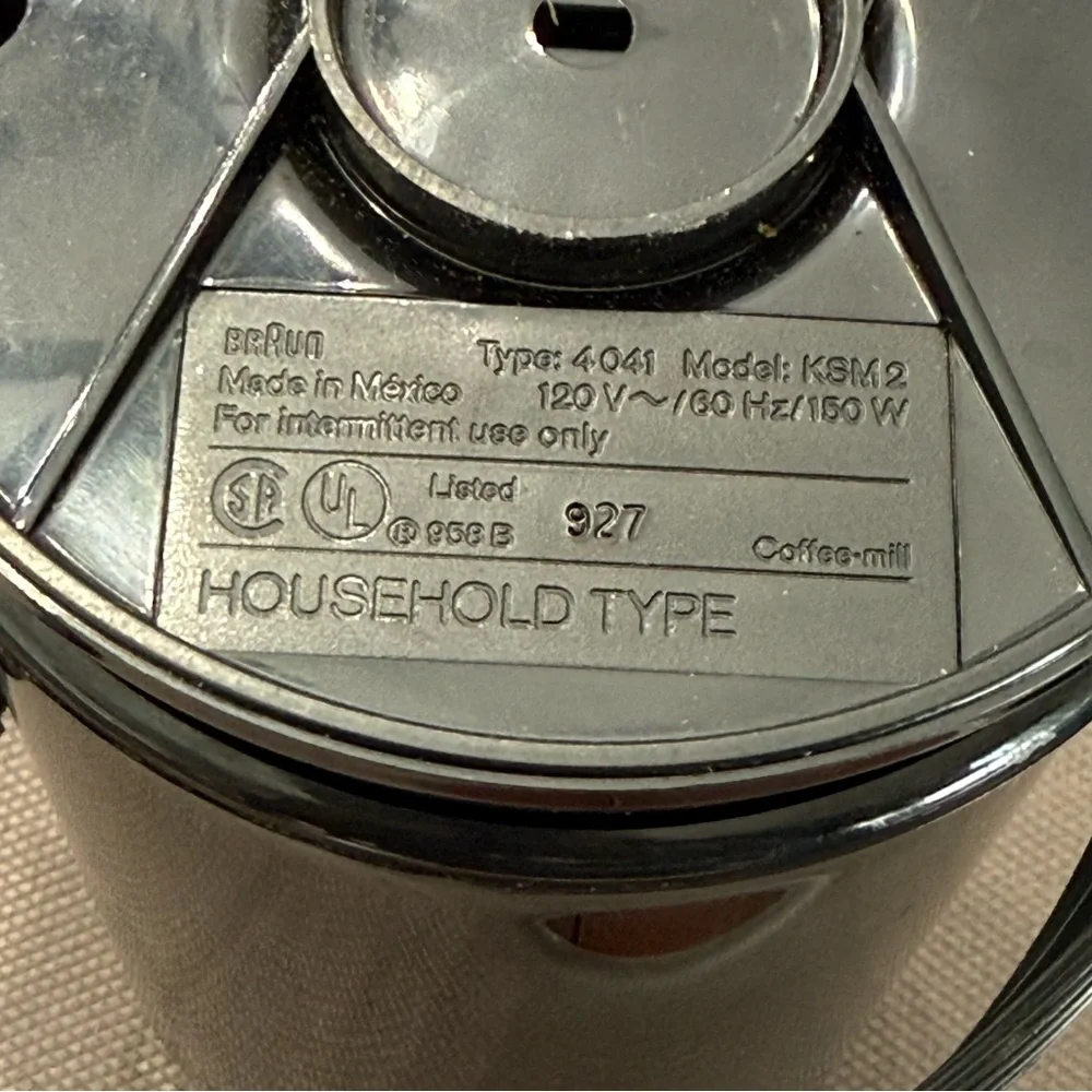 Braun Electric‎ Coffee Grinder Black Cord Storage Tested Works